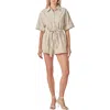English Factory Stripe Cotton Blend Romper In Neutral