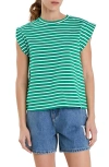 English Factory Stripe Cotton T-shirt In Green/ White