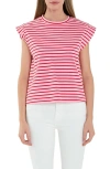 English Factory Stripe Cotton T-shirt In Pink/ Red