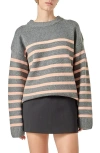English Factory Stripe Crewneck Sweater In Gray
