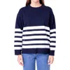 English Factory Stripe Crewneck Sweater In Navy/white