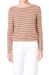English Factory Stripe Crewneck Sweater In Tan/black