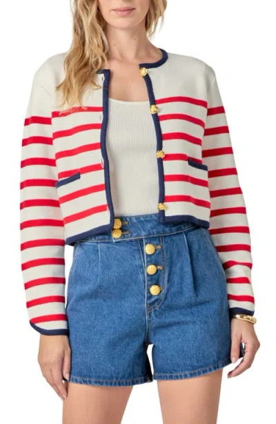 English Factory Stripe Crop Cardigan