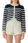 English Factory Stripe Crop Cardigan In Multi
