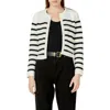 English Factory Stripe Crop Cardigan In Off White