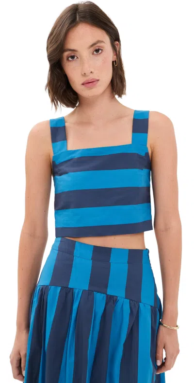 English Factory Striped Cotton Crop Top In Blue