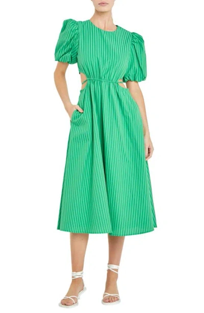 English Factory Stripe Cutout Maxi Dress In Green