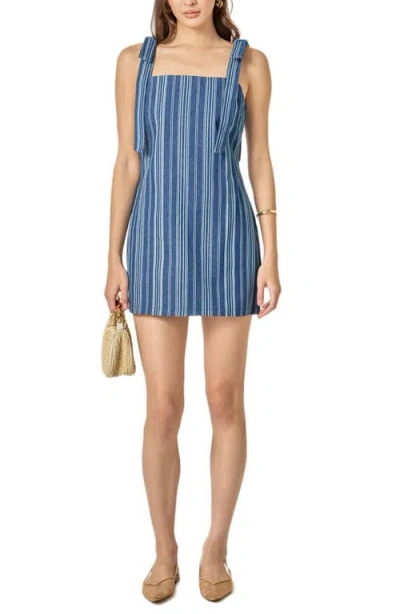 English Factory Stripe Denim Minidress In Blue