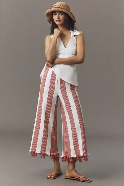 English Factory Stripe Fringe Crop Pants In Multi