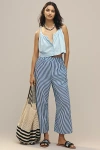 English Factory Stripe High-rise Crop Wide-leg Pants In Blue