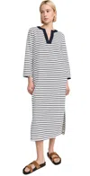 English Factory Stripe Cotton Jersey Shift Dress In White/navy