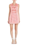 English Factory Stripe Lace-up Shift Dress In Pink/orange
