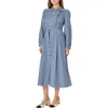 English Factory Stripe Long Sleeve Midi Shirtdress In Navy