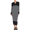 English Factory Stripe Long Sleeve Midi Sweater Dress In Black/off White