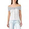 English Factory Stripe Off The Shoulder Blouse In White/navy
