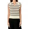 English Factory Stripe Open Stitch Collar Sweater Vest In Cream/black