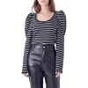 ENGLISH FACTORY ENGLISH FACTORY STRIPE PUFF SLEEVE KNIT TOP