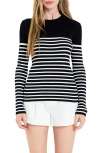 English Factory Stripe Rib Sweater In Black/white