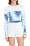 English Factory Stripe Rib Sweater In White/ Blue