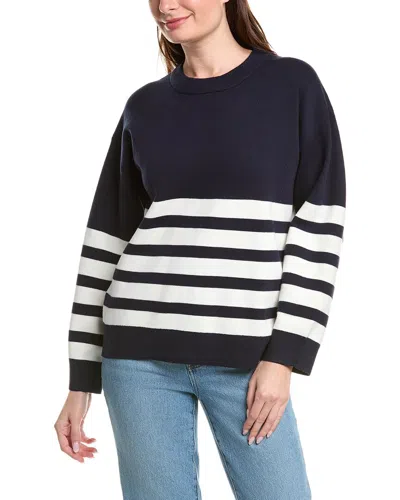 English Factory Stripe Round Neck Sweater In Blue