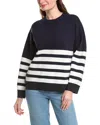 English Factory Stripe Round Neck Sweater In Blue