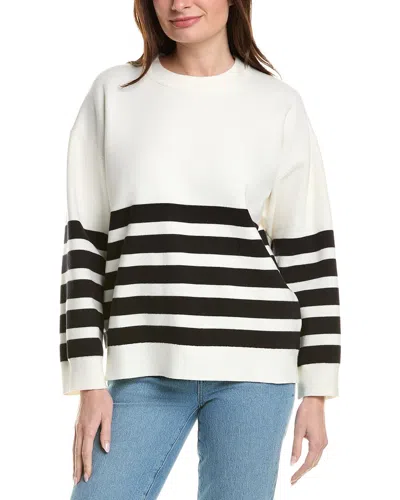 English Factory Stripe Round Neck Sweater In White