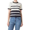English Factory Stripe Short Sleeve Sweater In Ivory/navy