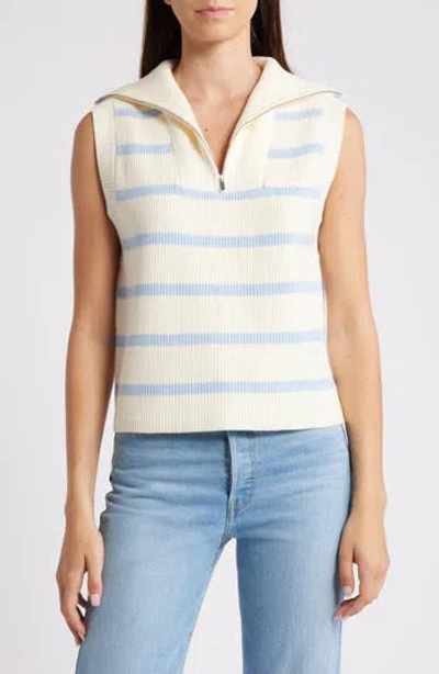 ENGLISH FACTORY ENGLISH FACTORY STRIPE SLEEVELESS HALF ZIP SWEATER