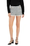 English Factory Striped Knit Shorts Ivory/black In Ivory/black