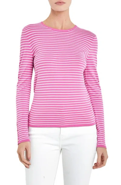 English Factory Stripe Sweater In Pink/white