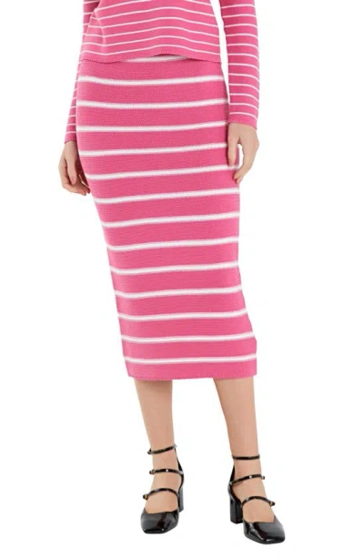 English Factory Stripe Sweater Skirt In Pink/ White