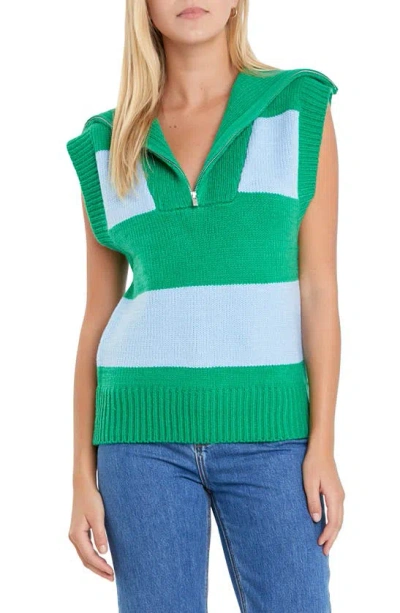 English Factory Stripe Sweater Vest In Blue/ Green