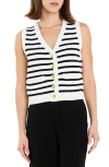 English Factory Stripe Sweater Vest In Ivory/black