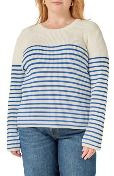 English Factory Stripe Sweater In White/blue
