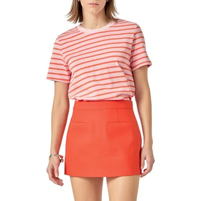 English Factory Stripe T-shirt In Pink/orange