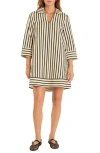 English Factory Stripe Three-quarter Sleeve Dress In Neutral