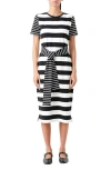 English Factory Contrast Stripe Knit Midi Dress Black/white In Black/white