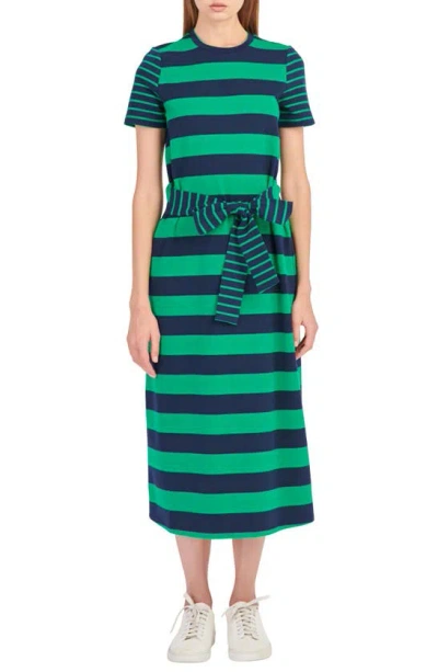 ENGLISH FACTORY ENGLISH FACTORY STRIPE TIE FRONT MIDI T-SHIRT DRESS 