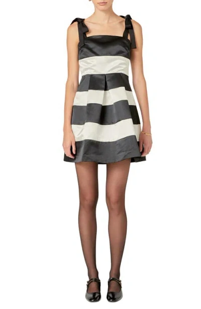 English Factory Stripe Tie Strap Minidress