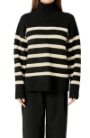 English Factory Stripe Turtleneck Sweater In Black