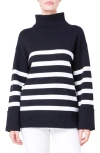 English Factory Stripe Turtleneck Sweater In Black/white