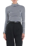 English Factory Stripe Turtleneck Top In Navy/ White
