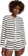 English Factory Stripe Tweed Jacket In Off White/ Black