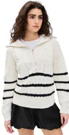 English Factory Stripe Half-zip Sweater In White/black
