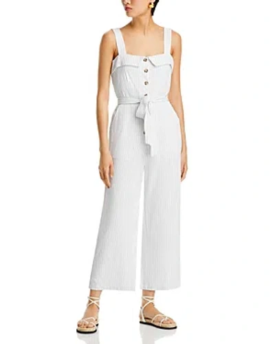 English Factory Striped Belted Jumpsuit In White