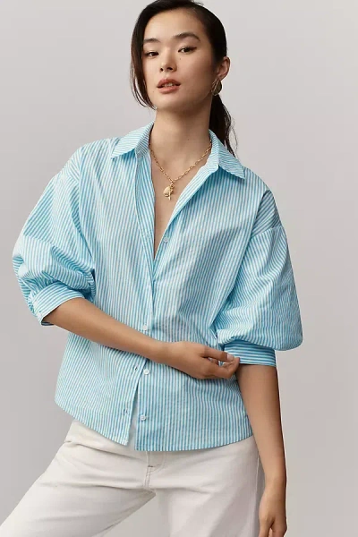 English Factory Striped Buttondown Shirt In Blue