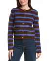English Factory Striped Cardigan In Blue