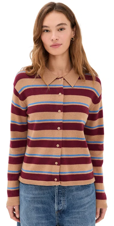 English Factory Striped Collar Shirt Cardigan Multi Stripes