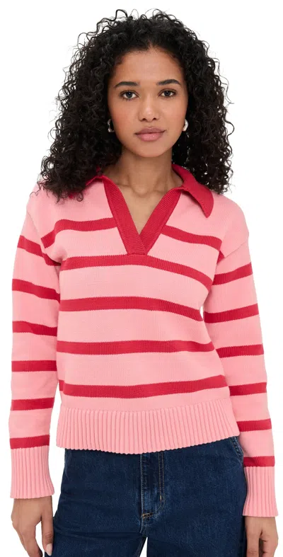 English Factory Striped Collared Sweater Pink/red