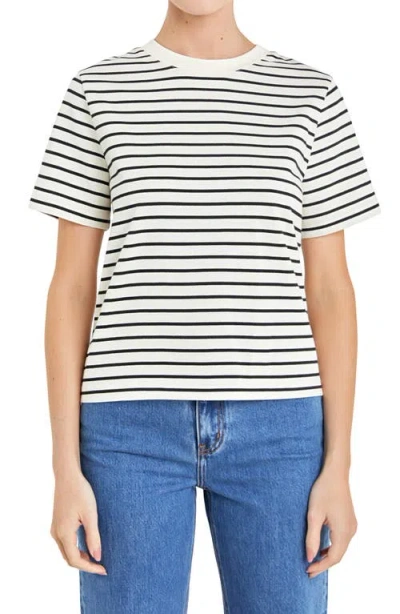 English Factory Striped Cotton Jersey Short Sleeve T-shirt In Black